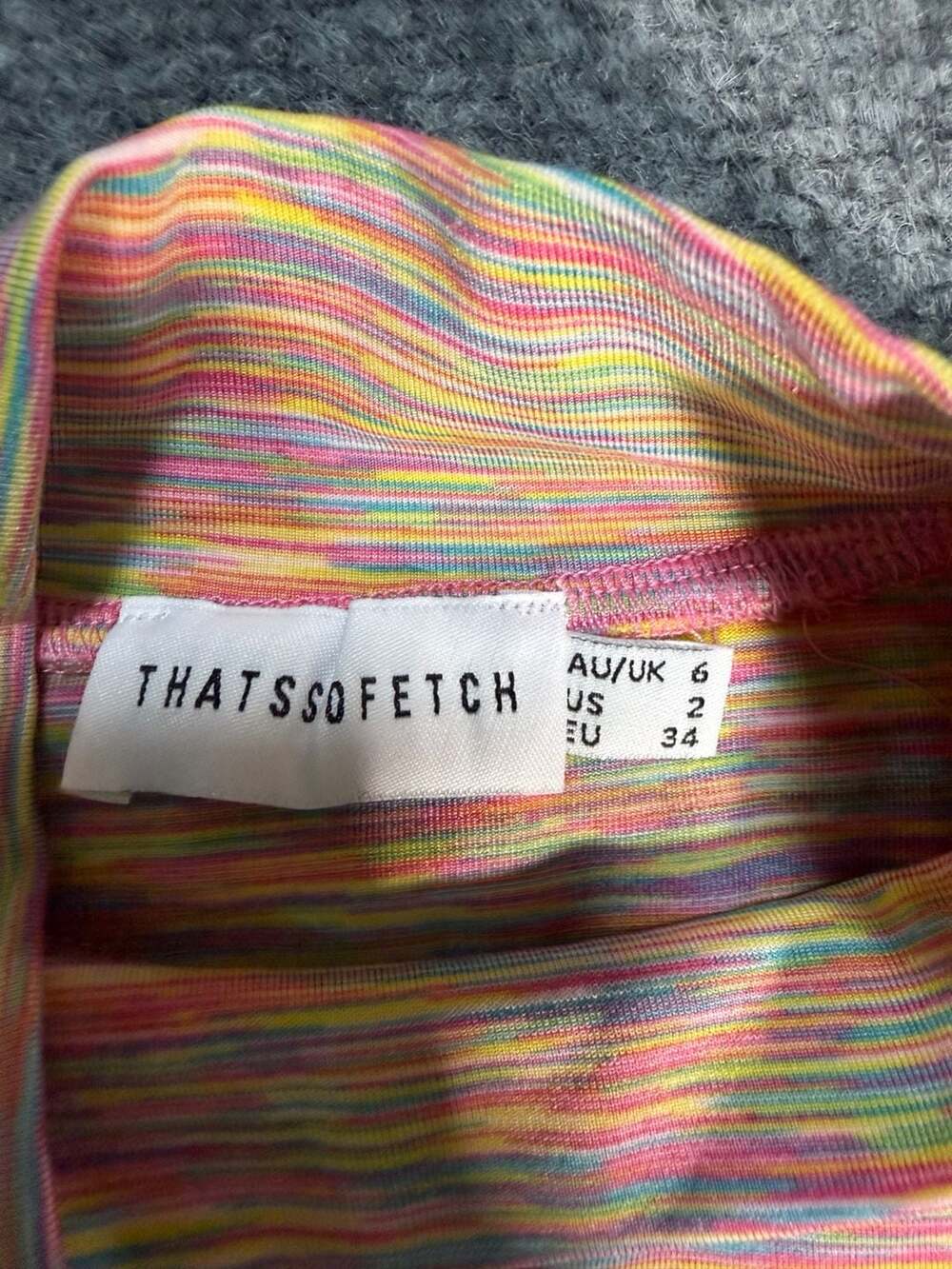 Thats So Fetch Rainbow Space Dye Mock Neck Sleeveless Bodycon Mini Dress
M139 - Picture 5 of 5